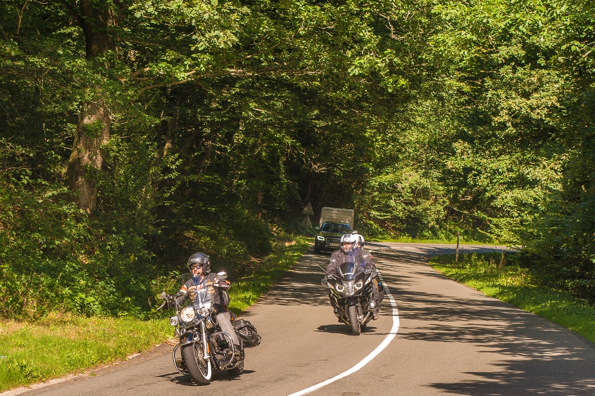On a motorcycle in the Ardennes