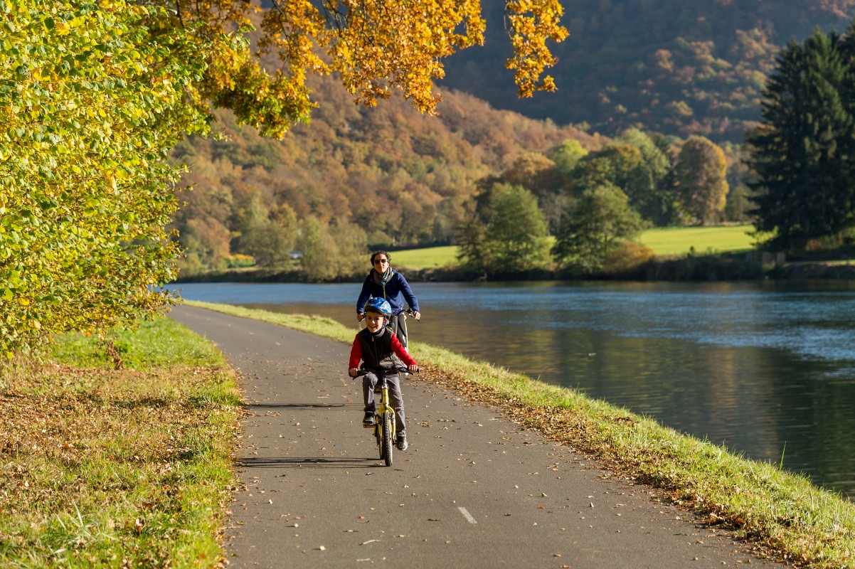 Cycling on the Trans-Ardennes Greenway in autumn