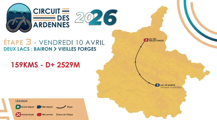 Tracé du Circuit des Ardennes 2026 jour 3 cyclisme