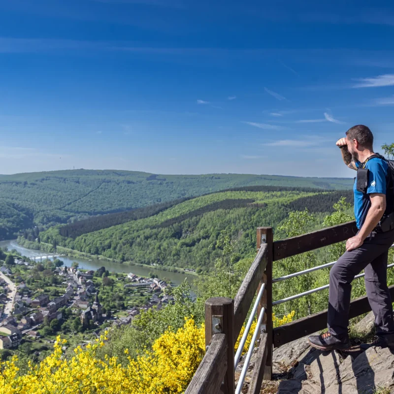 Randonnée dans les Ardennes : panorama de la Roche à Sept Heures depuis le GR 16